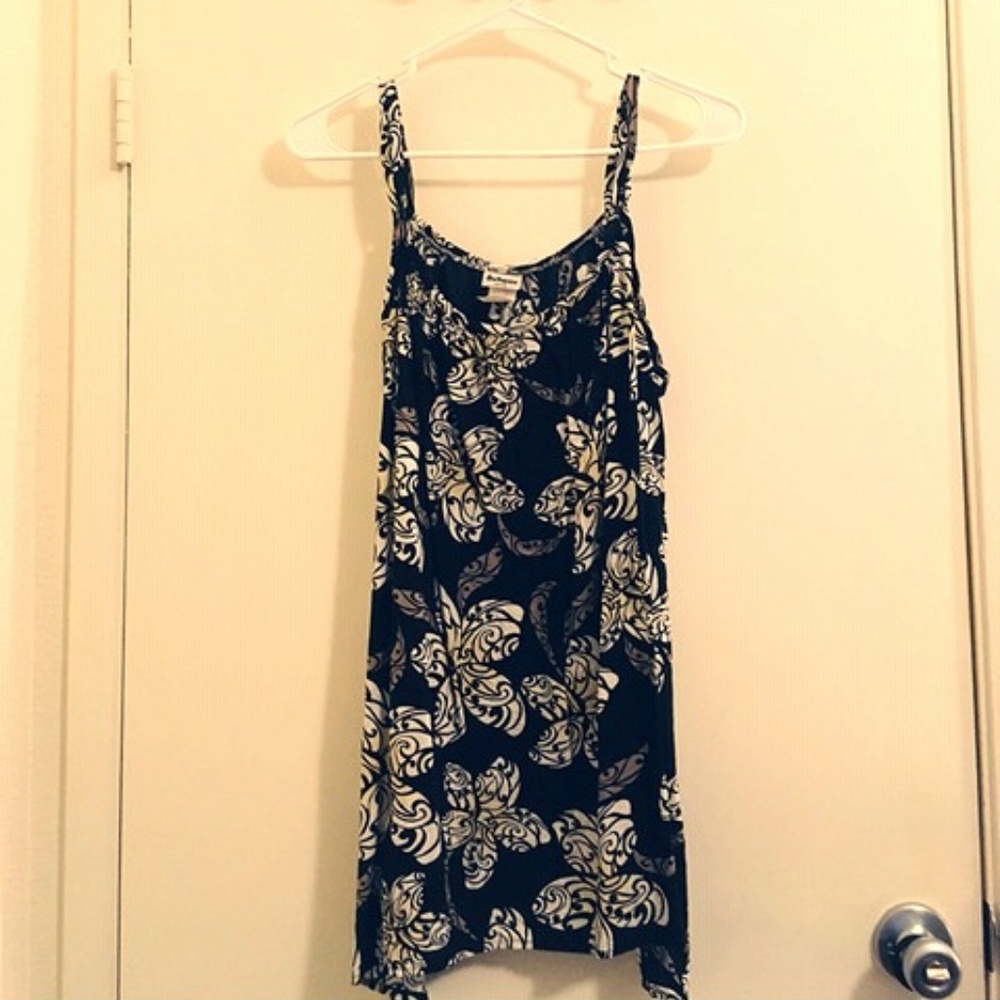 One Papaya Black Hawaiian print tank top Sz L